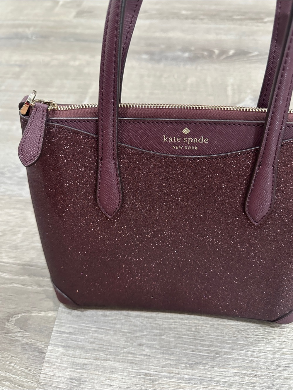 kate spade burgundy glitter tote - Picture 2 of 7